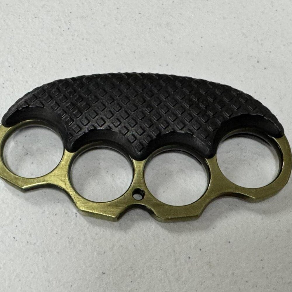 Textured Black and Brass Knuckle-Style Hand Grip